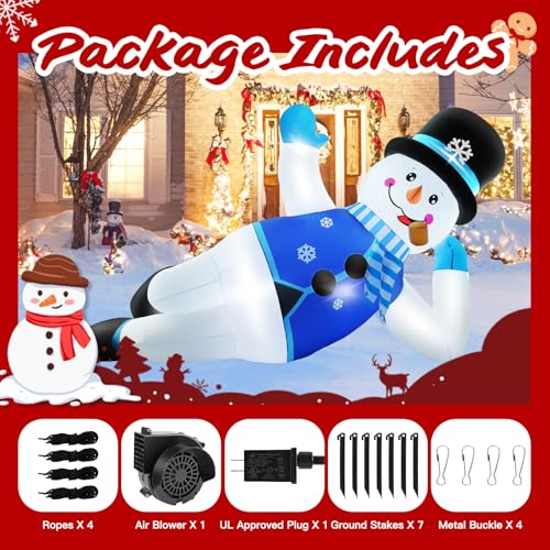 10FT Christmas Inflatables Snowman Outdoor Decorations with LED Lights W503638