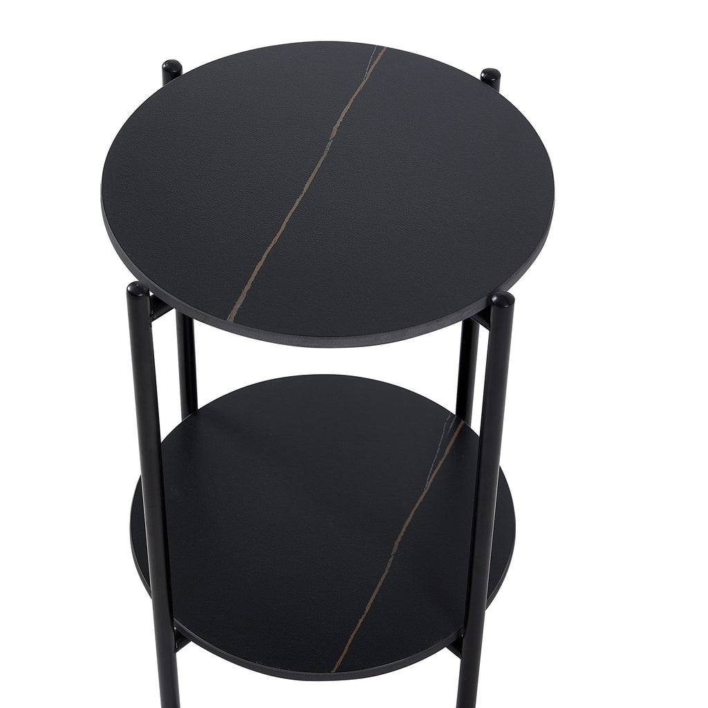 2-Tier Faux Marble Round End Table H519