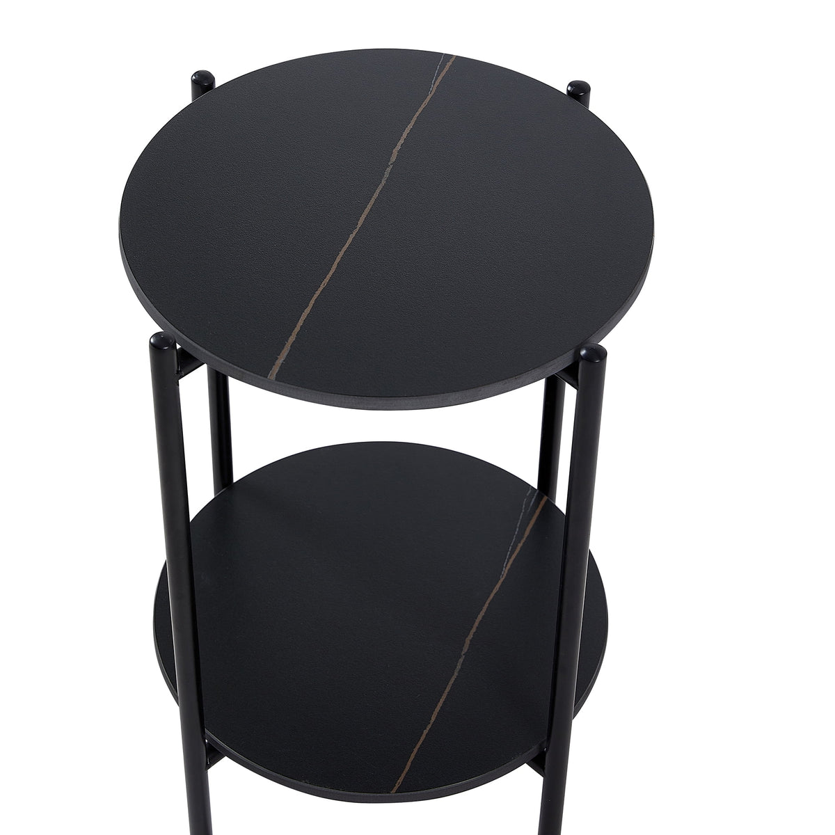 2-Tier Faux Marble Round End Table H519