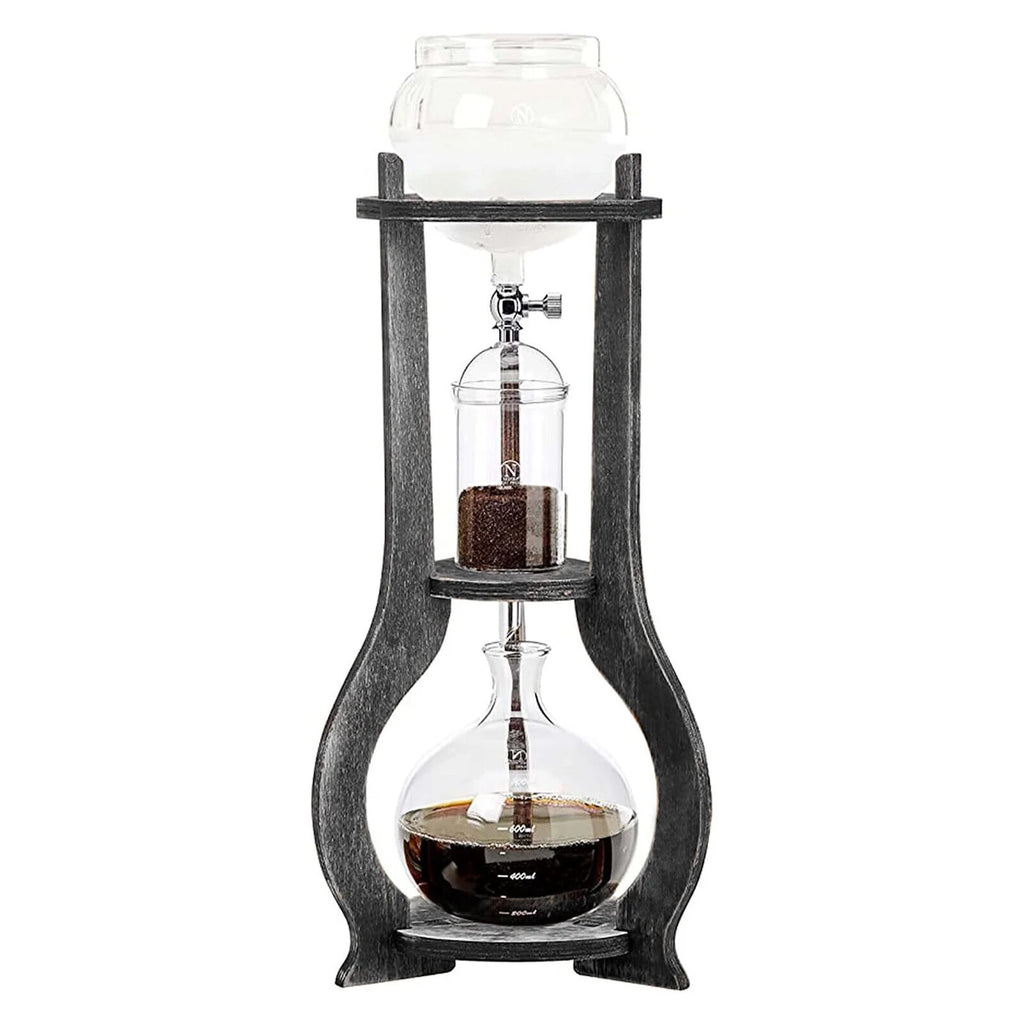 600ml Retro Manual Coffee Dripper Cold Brew Drip Tower Coffee Maker 6-8 Cup Gray A301