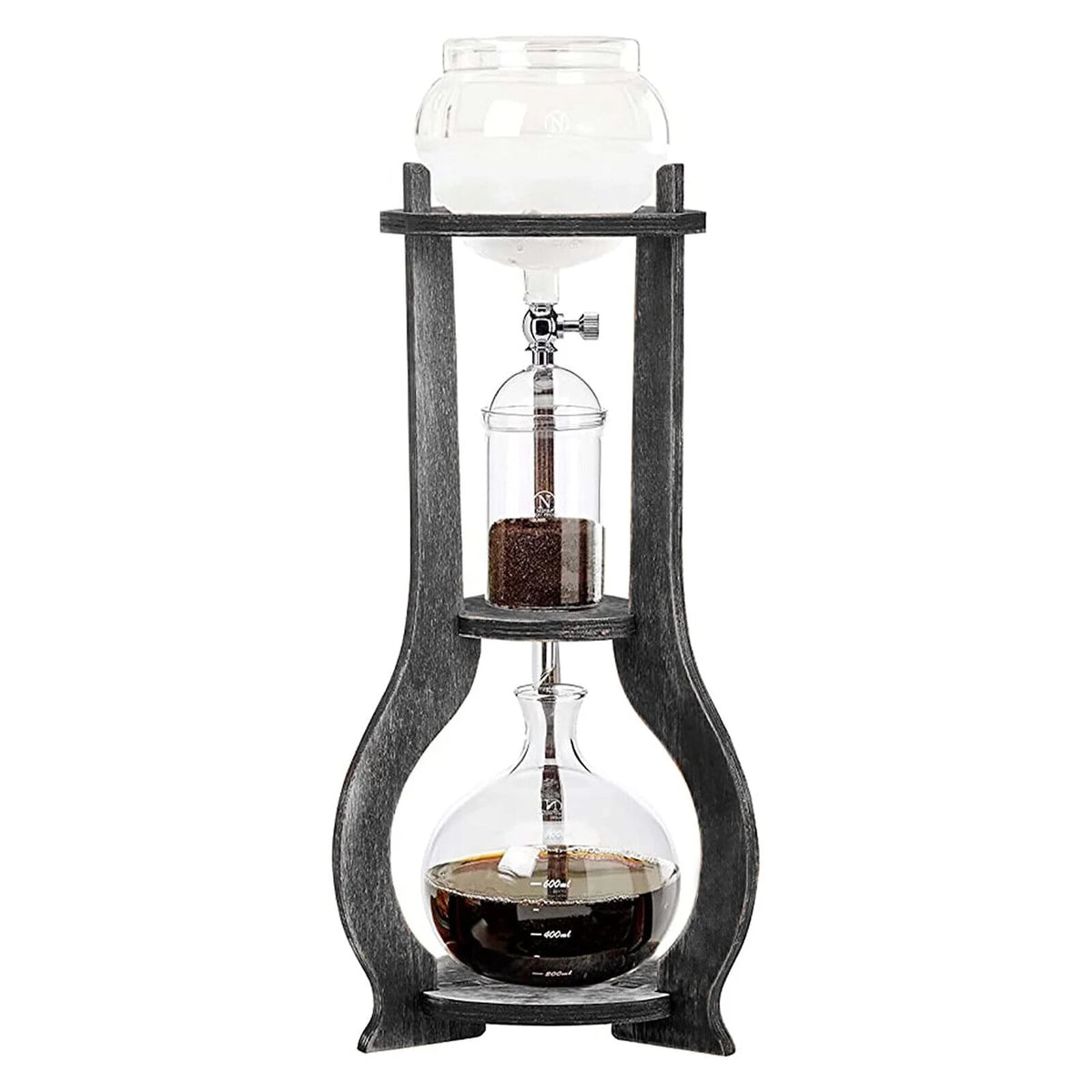 600ml Retro Manual Coffee Dripper Cold Brew Drip Tower Coffee Maker 6-8 Cup Gray A301