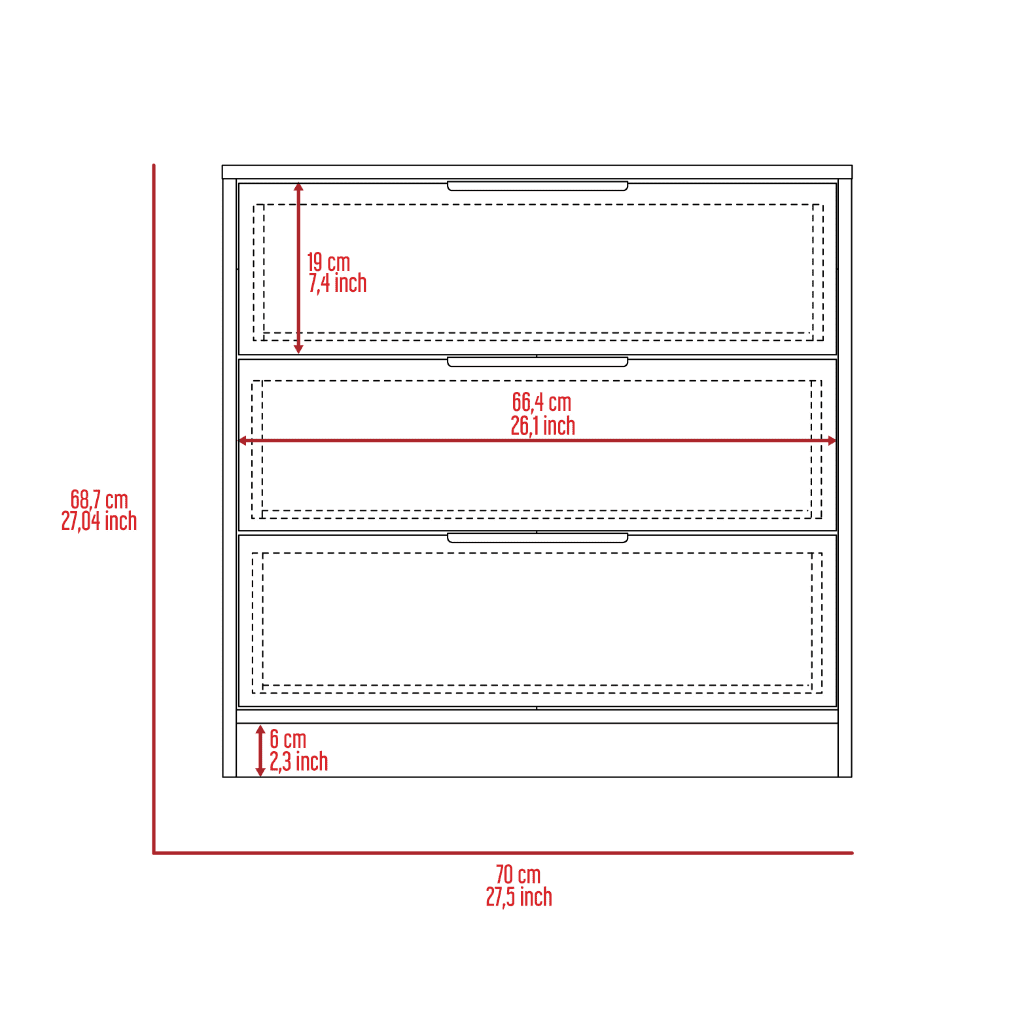 Light Gray 3 Drawer Dresser N684