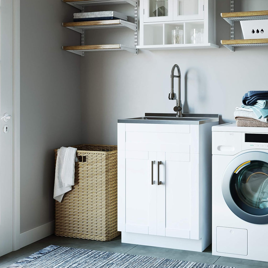 24 inch Laundry Cabinet with Faucet and Stainless Steel Sink U35261