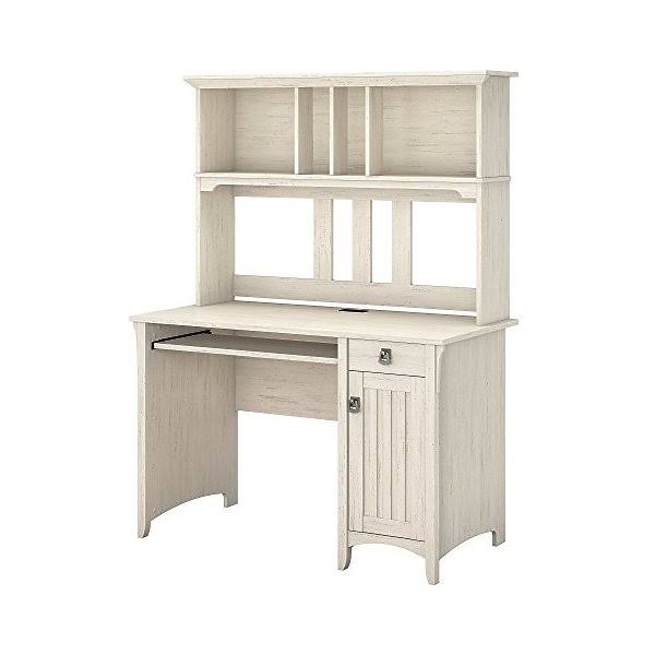 Antique White Computer Desk with Hutch Y17194