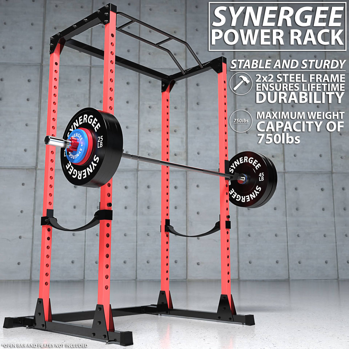 Black Red Steel Power Rack with Pull Up Bar V51898
