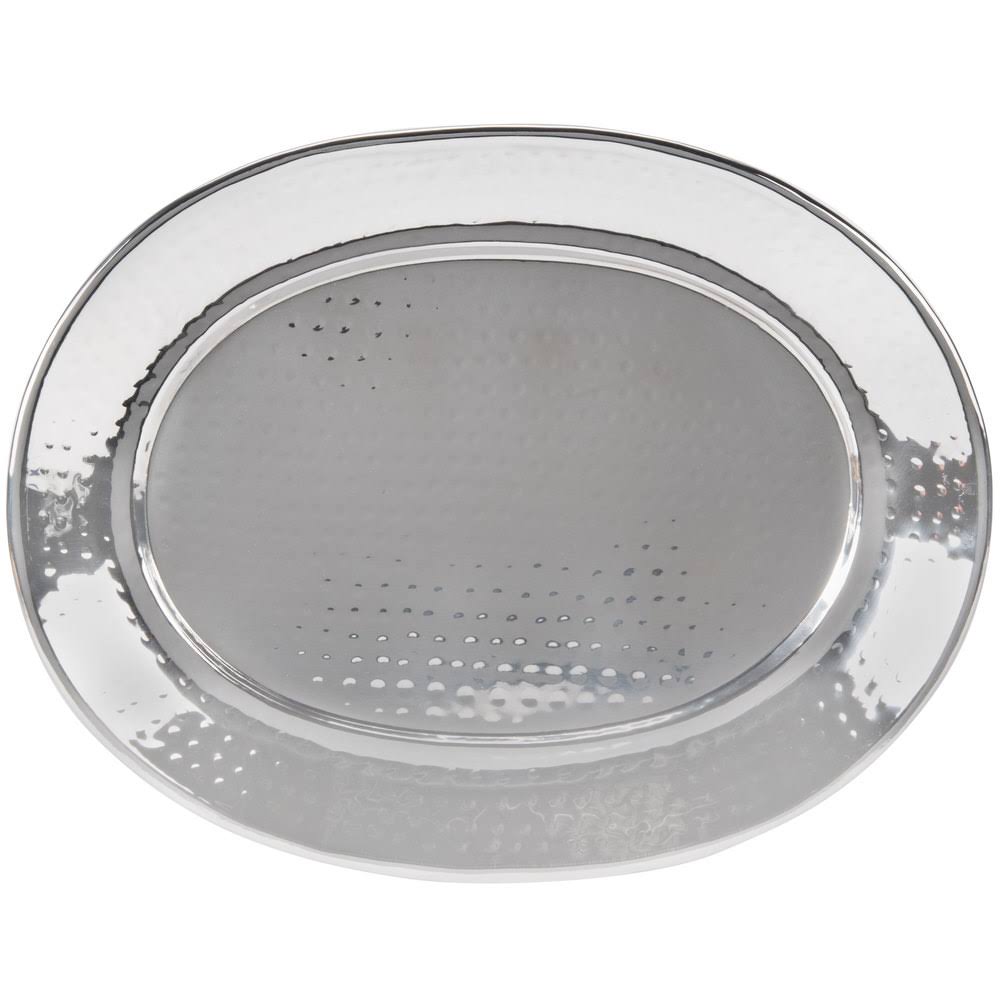 20x22 Oval Hammered Stainless Steel Tray I34632
