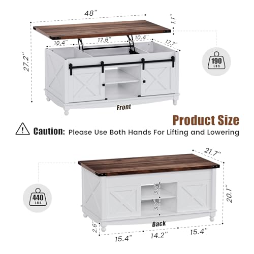 White Lift Top Coffee Table with Storage V3863