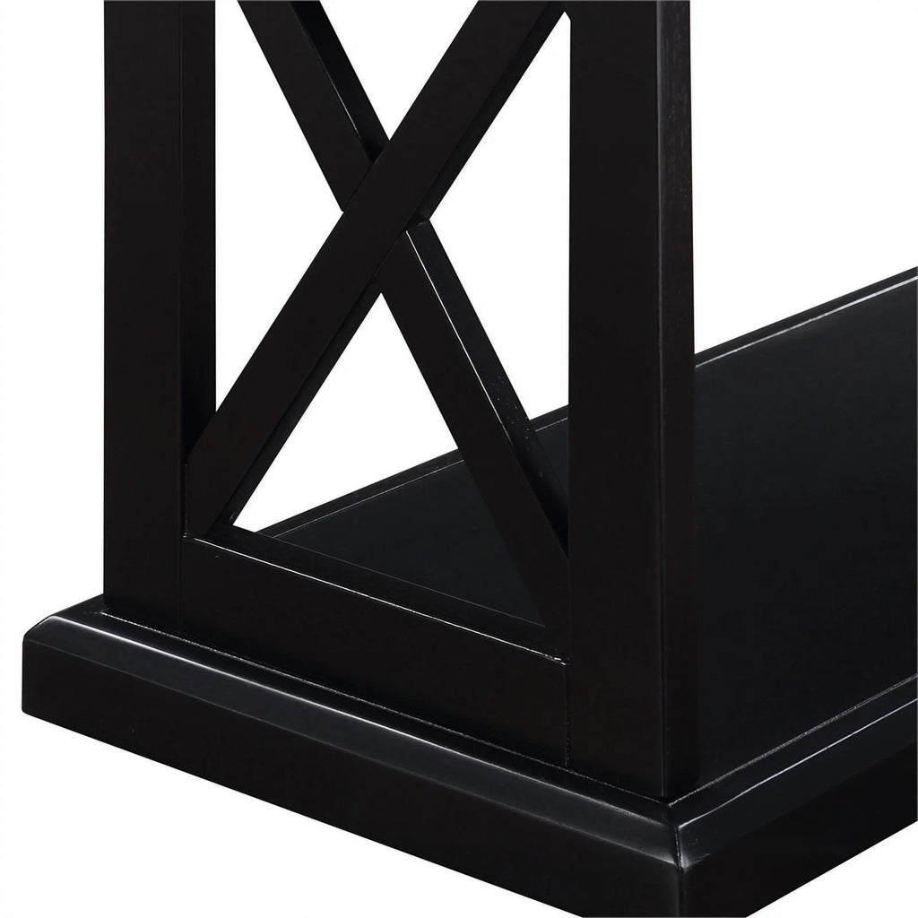 Black Wood Console Table with Shelves F342552