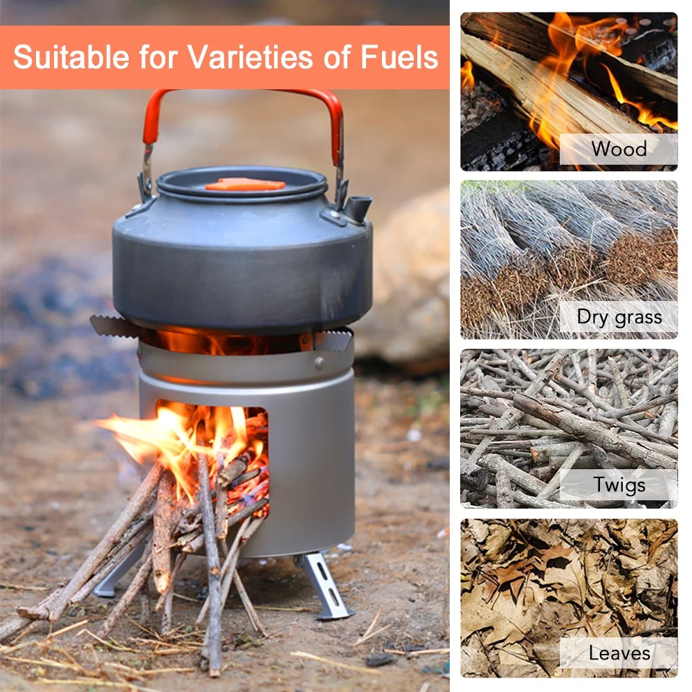 Titanium Camping Stove Ultralight Folding Wood Burning Stove C611964