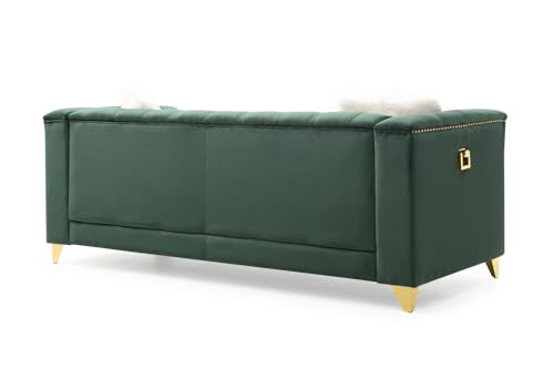 Green Deep Button Tufted Upholstered Sofa with Gold Legs K7069