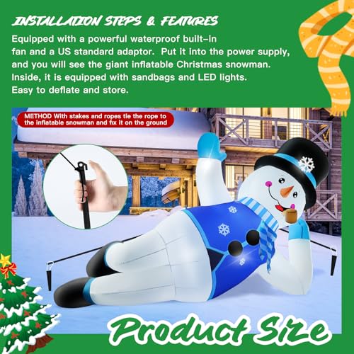 10FT Christmas Inflatables Snowman Outdoor Decorations with LED Lights W503638
