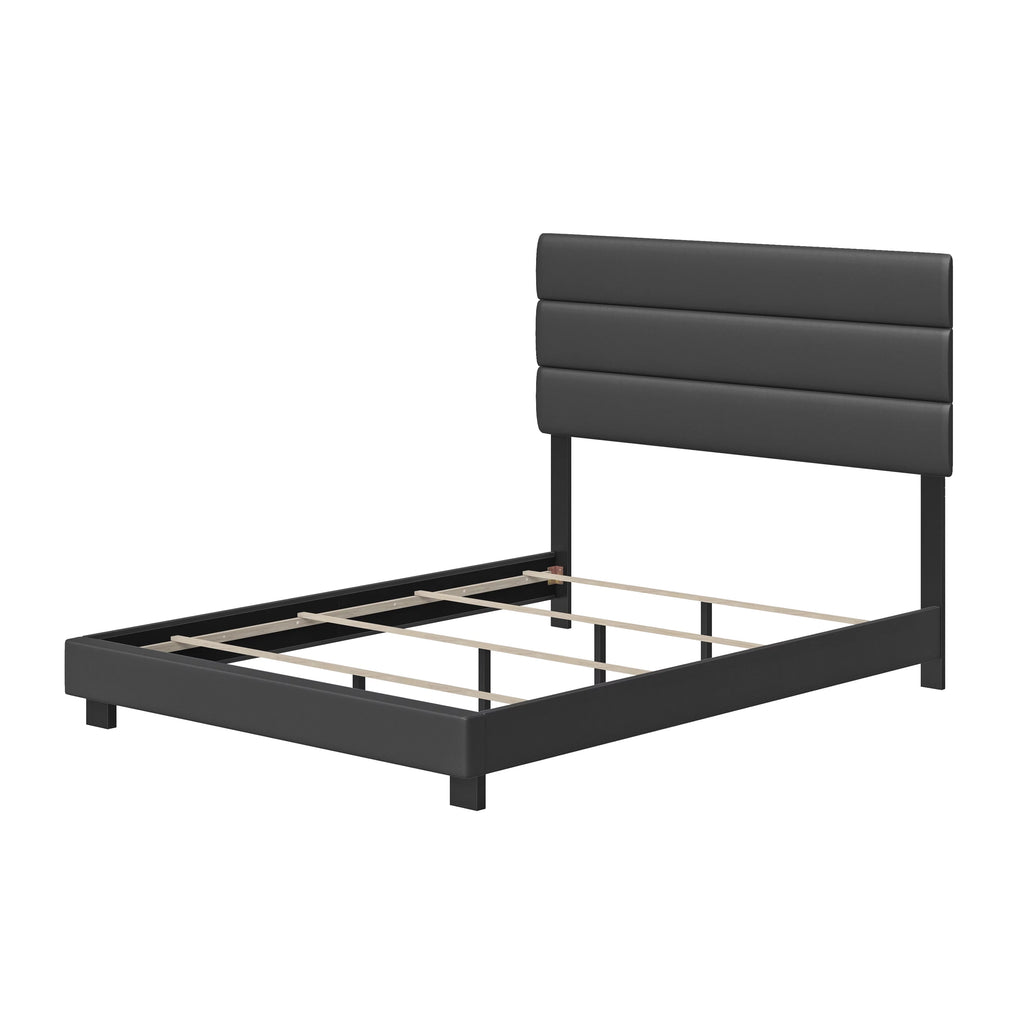 Black Faux Leather Twin Platform Bed Frame H8601