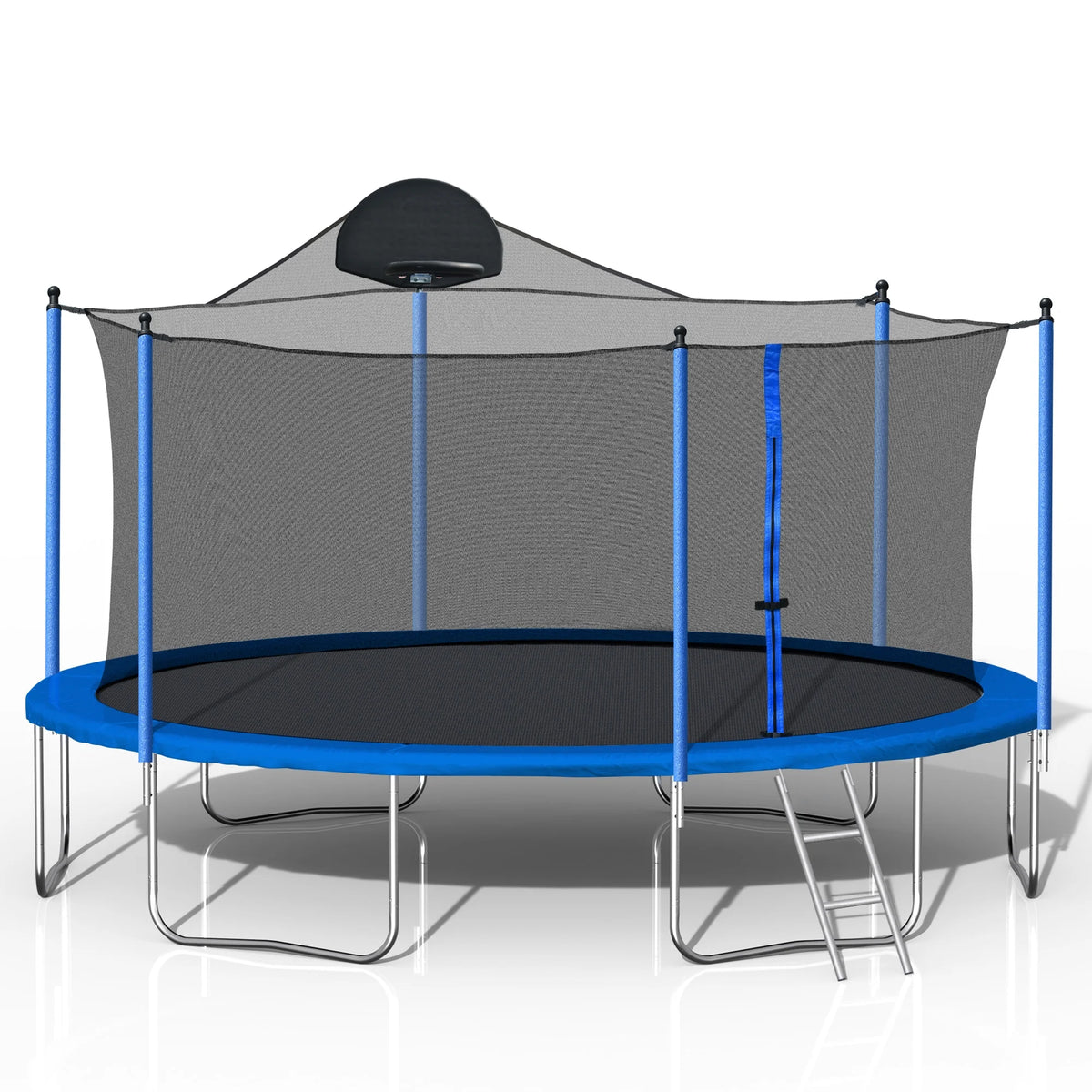14FT Outdoor Trampoline with Basketball Hoop, Ladder and Safety Enclosure Net L9579