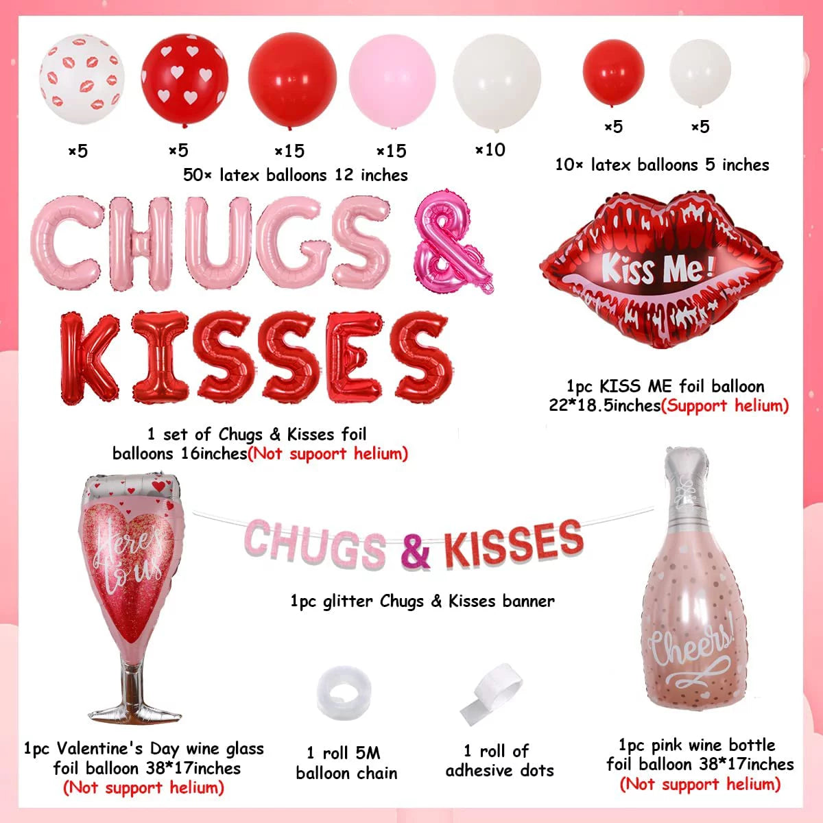Pink Red White Balloon Garland Decoration Q46304