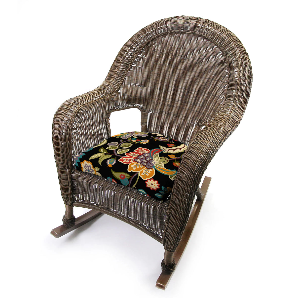 Multicolor Paisley Tufted Outdoor Wicker Seat Cushion 2 Pack P853194