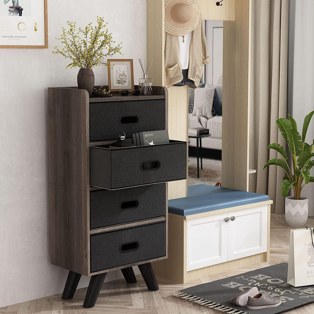 5 Drawers Wood Frame Storage Dresser with Removable Fabric Drawers Q723413