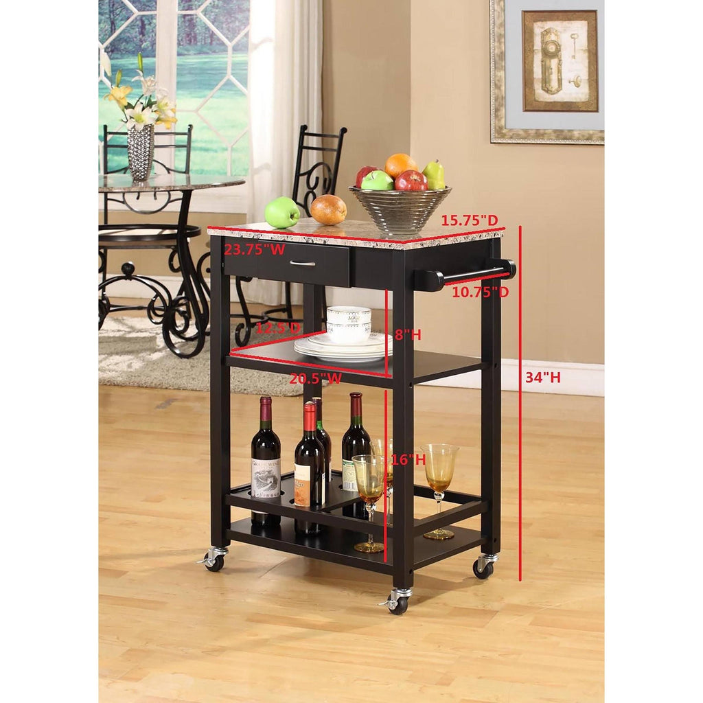Marbled Kitchen Buffet Serving Cart Y6281