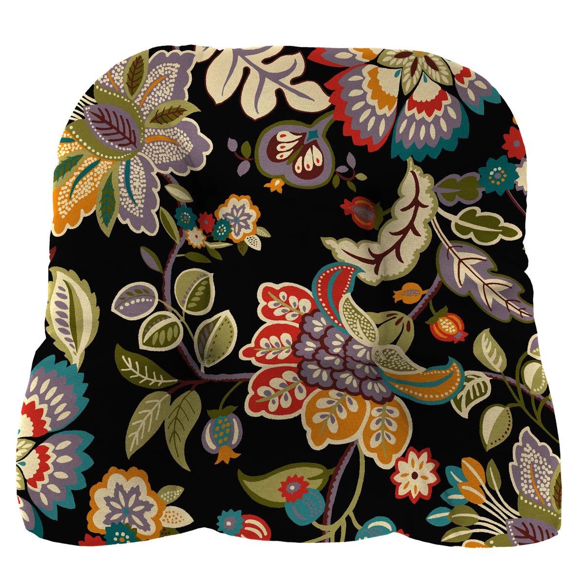 Multicolor Paisley Tufted Outdoor Wicker Seat Cushion 2 Pack P853194