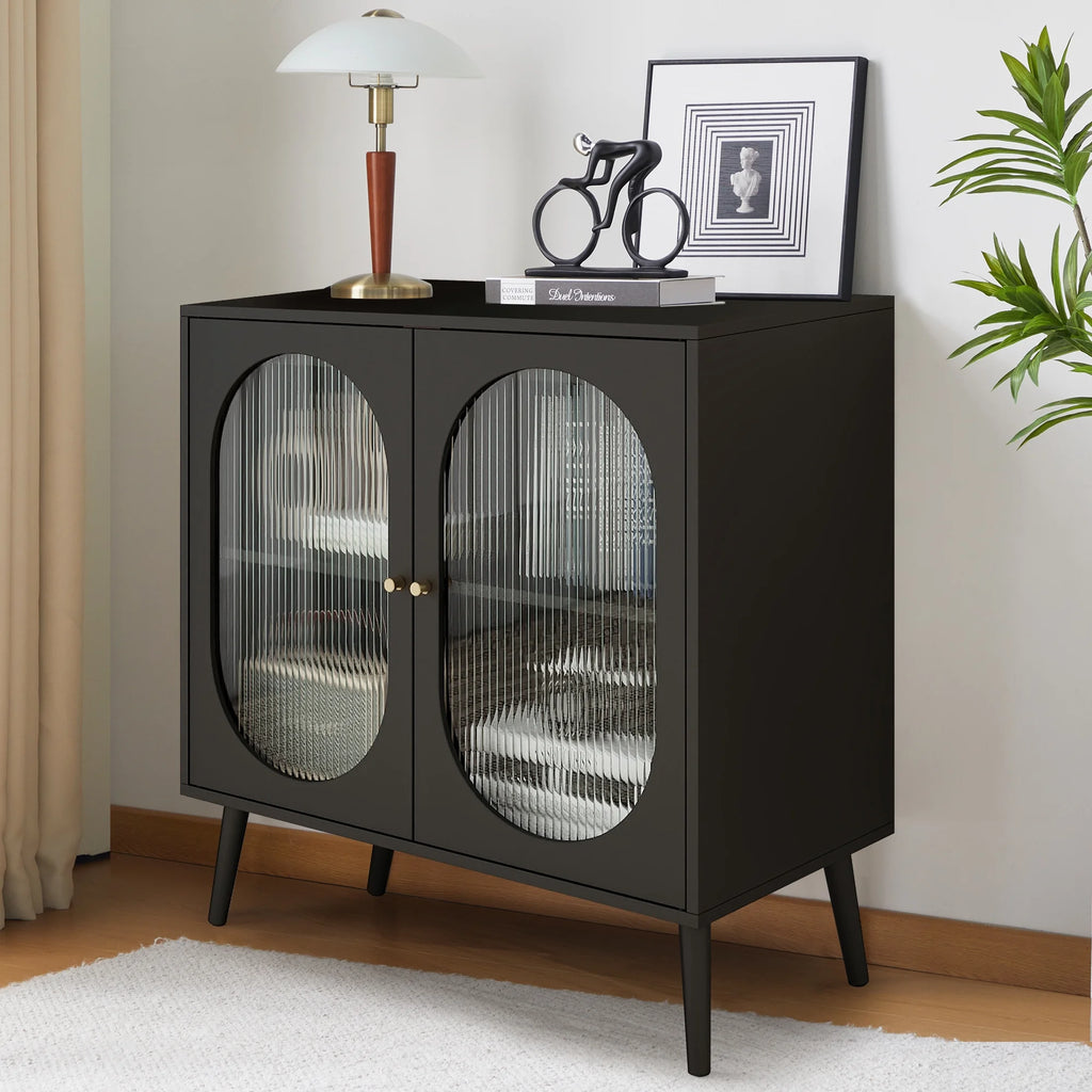 Black Sideboard and Buffets with 2 Doors and Adjustable Shelves A217