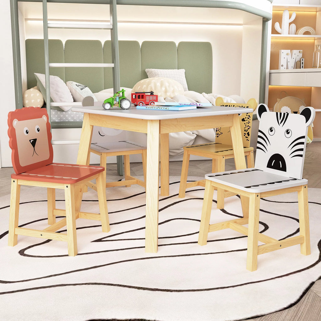 Kids Table & Chair Set 5 Pieces Solid Wood F877
