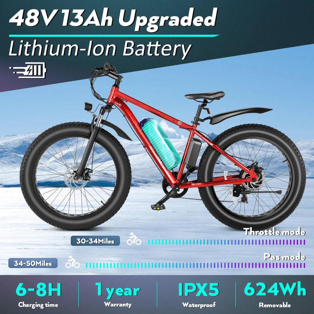500W 26" Fat Tire Electric Mountain Bike Q587461