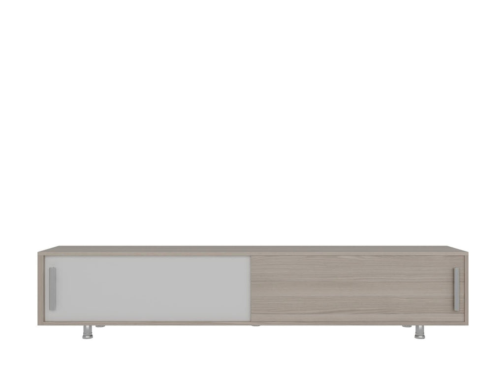 White TV Stand and Media Console with Two Large Cabinets P178476