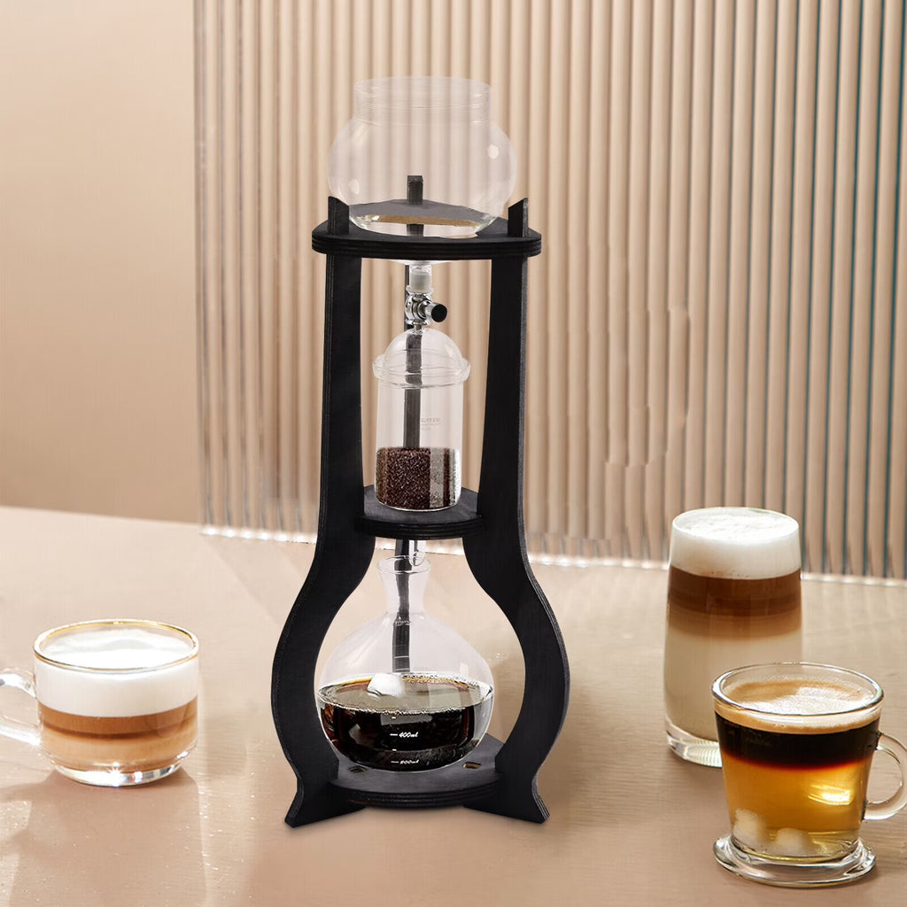 600ml Retro Manual Coffee Dripper Cold Brew Drip Tower Coffee Maker 6-8 Cup Gray A301