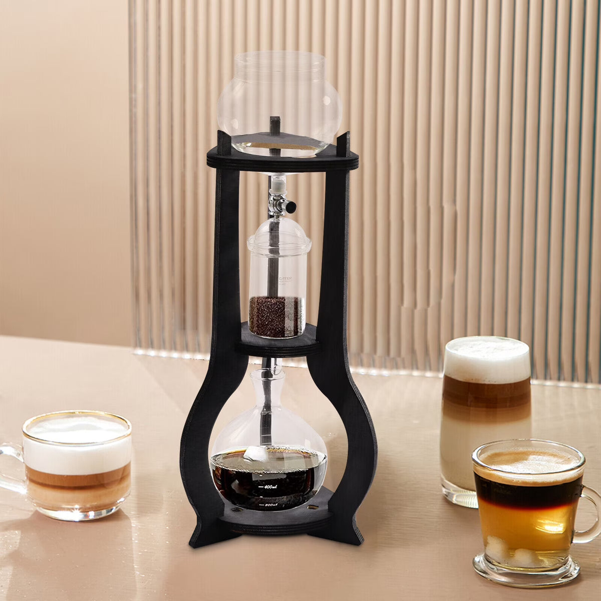 600ml Retro Manual Coffee Dripper Cold Brew Drip Tower Coffee Maker 6-8 Cup Gray A301
