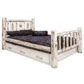 Wood Full Storage Bed with Pine Design in Natural N824