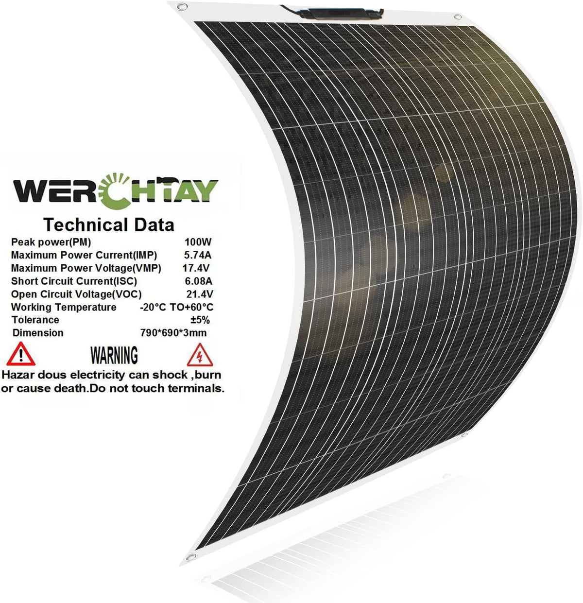 100W 12V Monocrystalline Flexible Solar Panel Q4279