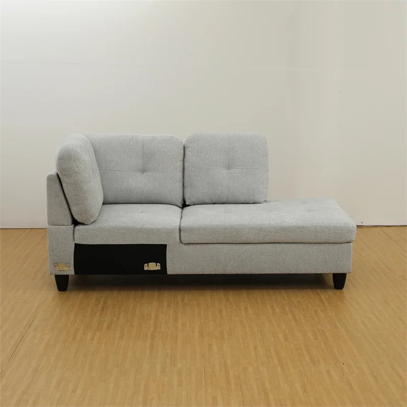 Gray White Sectional & Ottoman S52396