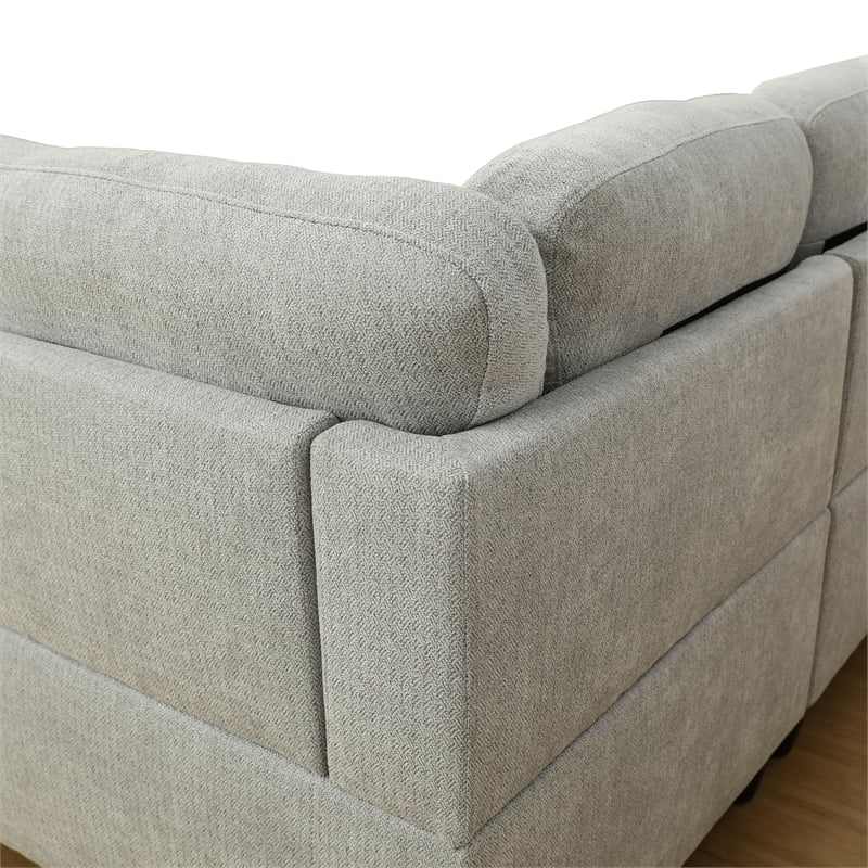 Gray White Sectional & Ottoman S52396