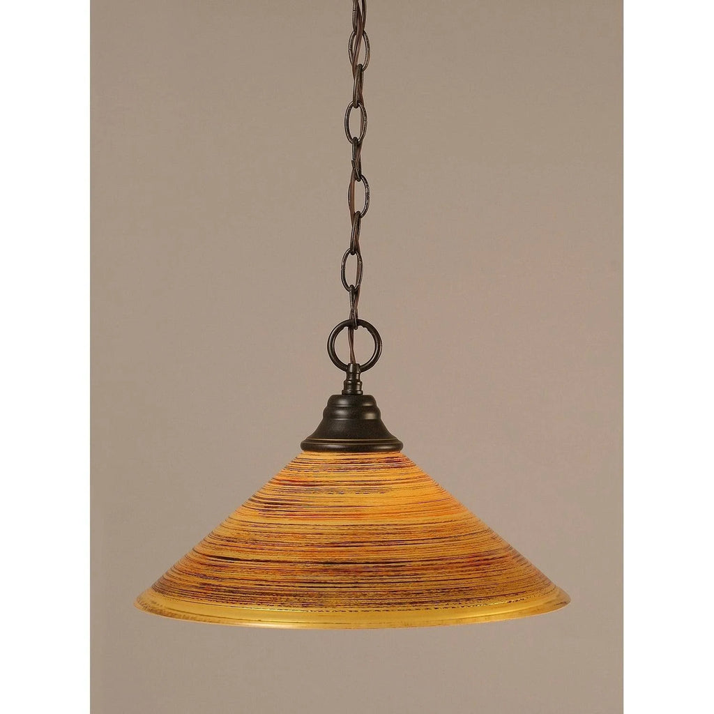 One Light Chain Pendant Dark Granite Raspberry Crystal Glass S7056