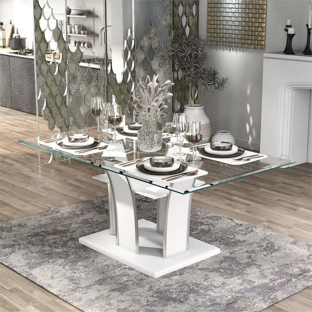 White Glass Top Dining Table I4171