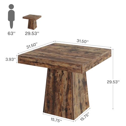 Square Dining Table for 4, 31.5-Inch Pedestal Base Table Z822