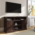 Stone Grey TV Stand with Sliding Barn Door and Storage Cabinets T99637