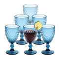 6pcs Blue Glass Goblet Wine Goblet 8 oz D878520