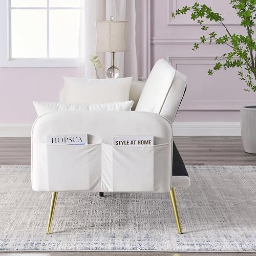 Black Linen Fabric Convertible Futon Sofa Bed with Adjustable Backrest and Metal Legs G732
