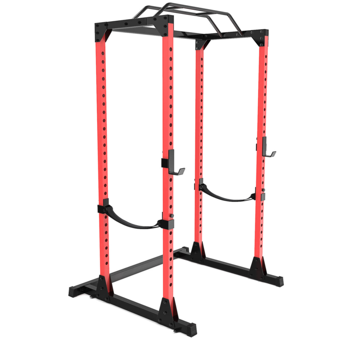 Black Red Steel Power Rack with Pull Up Bar V51898