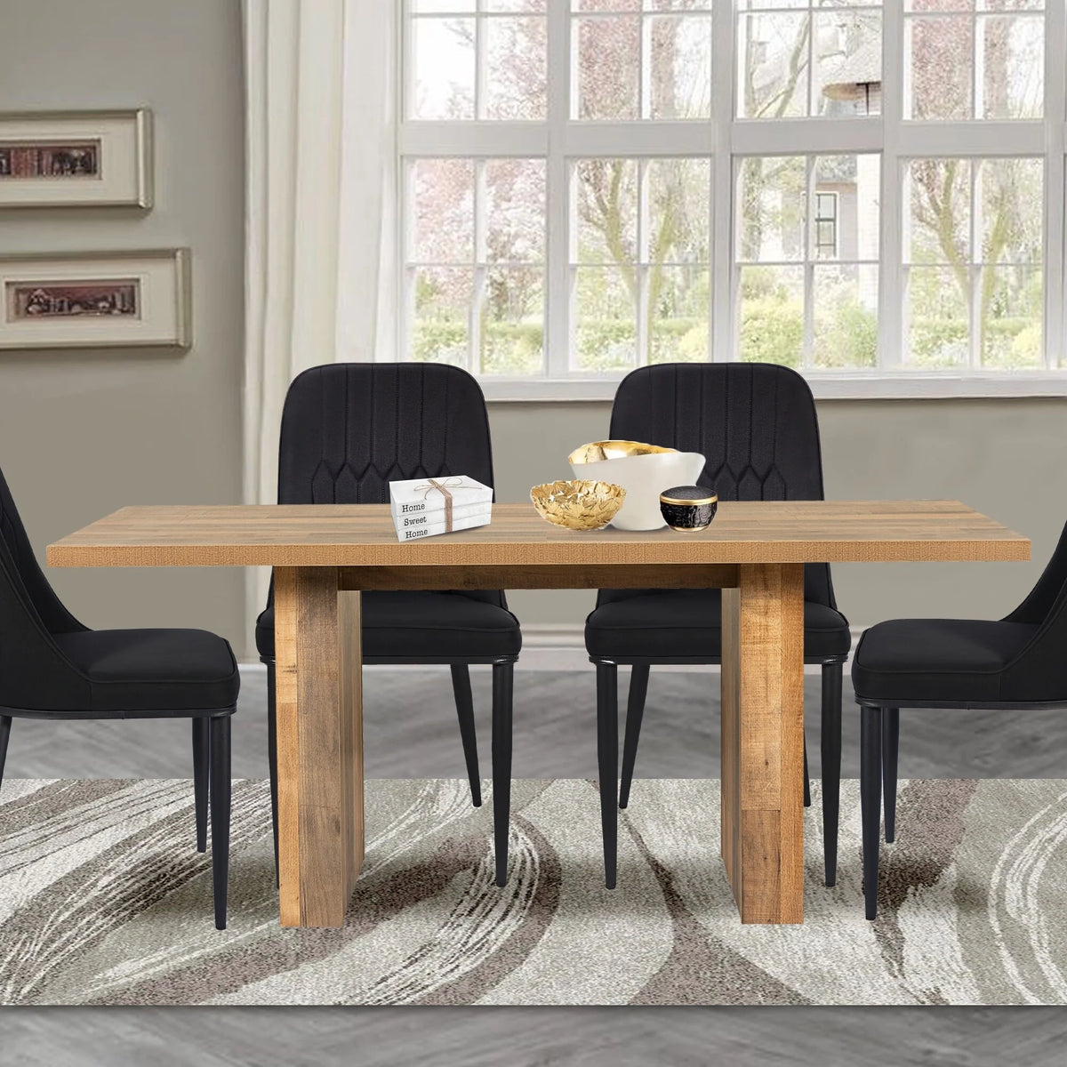 70" Wood Rectangular Dining Table S689