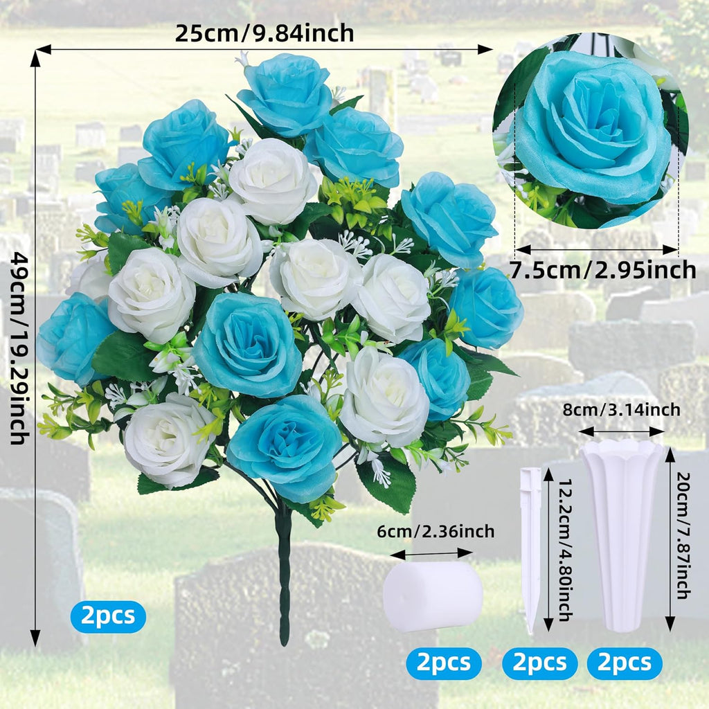 Light Blue Artificial Silk Flower Arrangement with Vase W670701