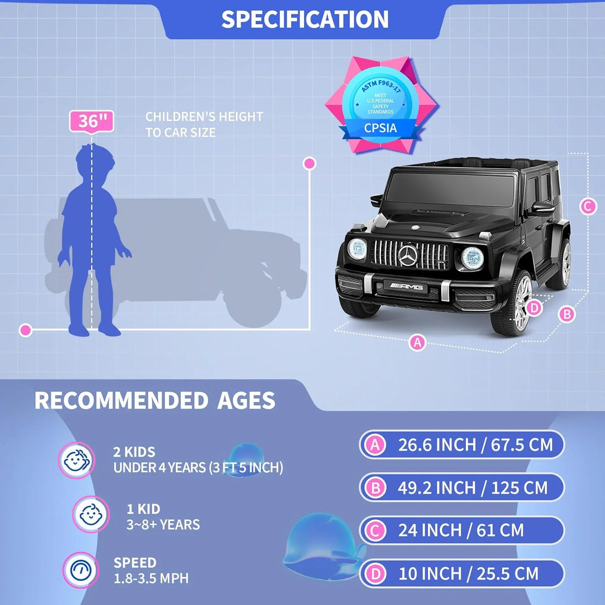 24V 2-Seater Kids Ride on Car 4WD Electric Vehicle Black X2702