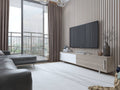 White TV Stand and Media Console with Two Large Cabinets P178476