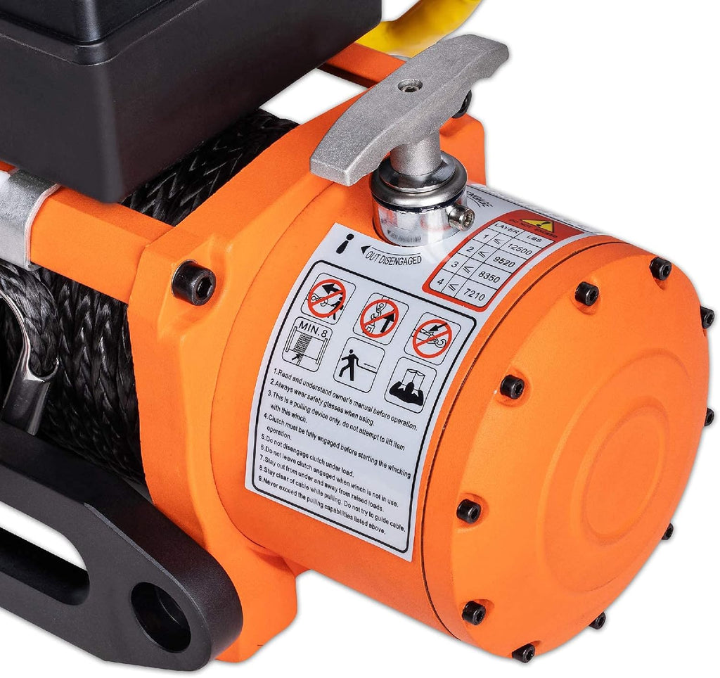 12000 lb Electric Winch with Synthetic Rope, 12V Wireless Remote Waterproof Winch F525