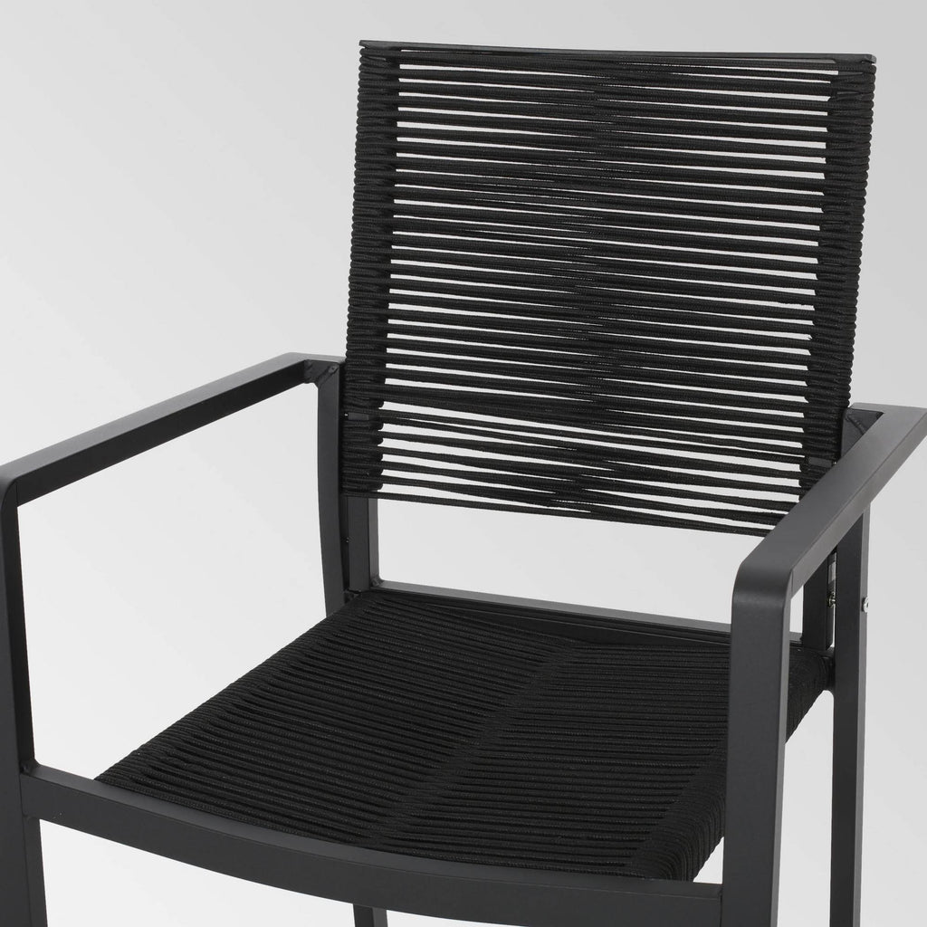 2pk Aluminum Dining Chair with Rope Seat - Dark Gray/Black W237778