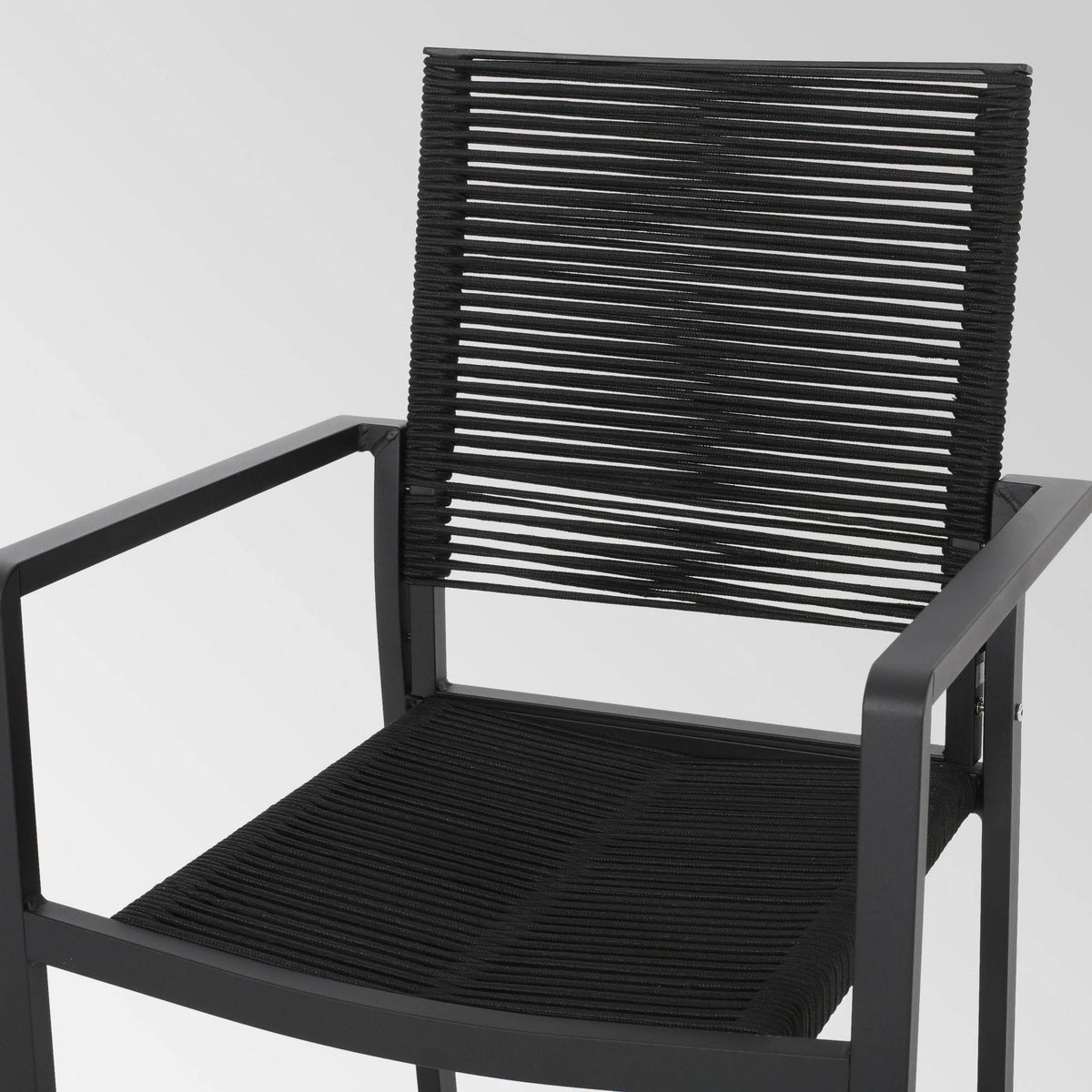 2pk Aluminum Dining Chair with Rope Seat - Dark Gray/Black W237778