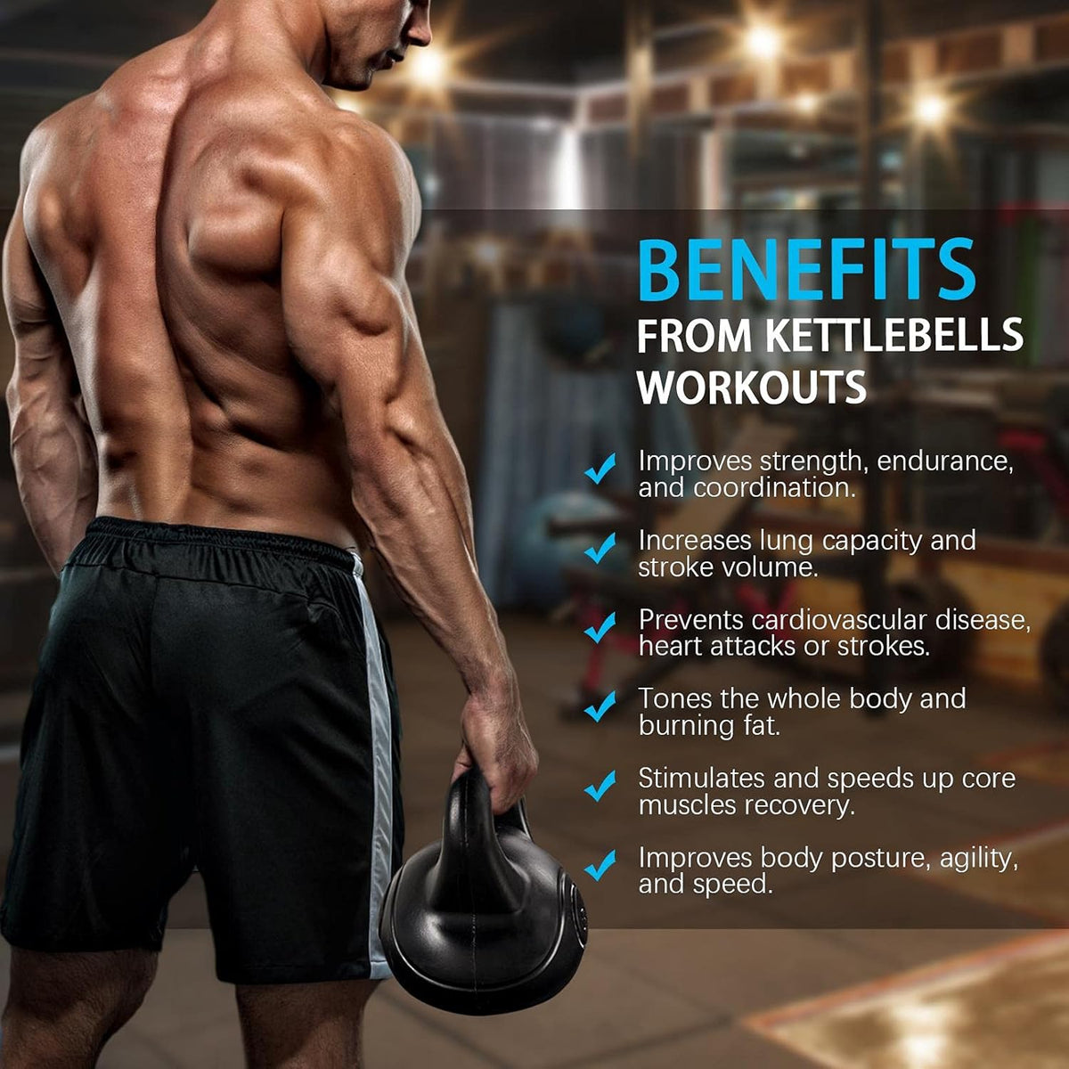 35lbs Kettlebell Weights with Wide Flat Base Textured Grip K454