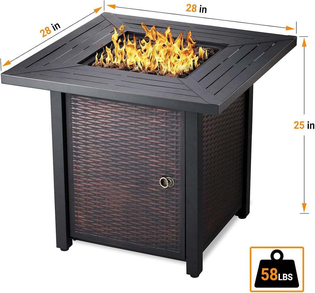 28 in 50,000 BTU Propane Gas Fire Pit Table with Volcanic Rock W5347