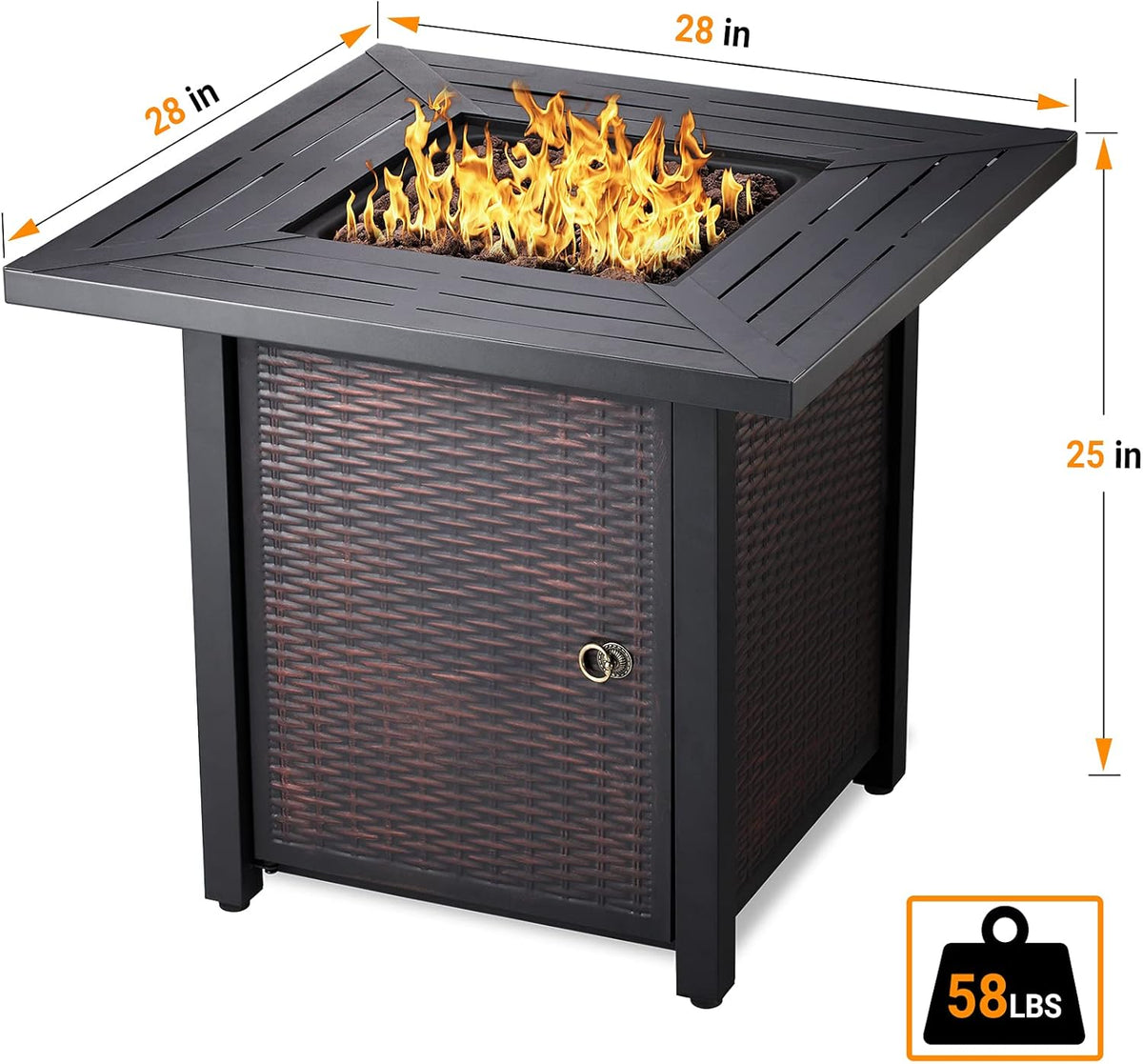 28 in 50,000 BTU Propane Gas Fire Pit Table with Volcanic Rock W5347