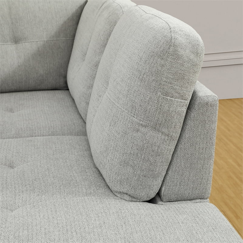 Gray White Sectional & Ottoman S52396